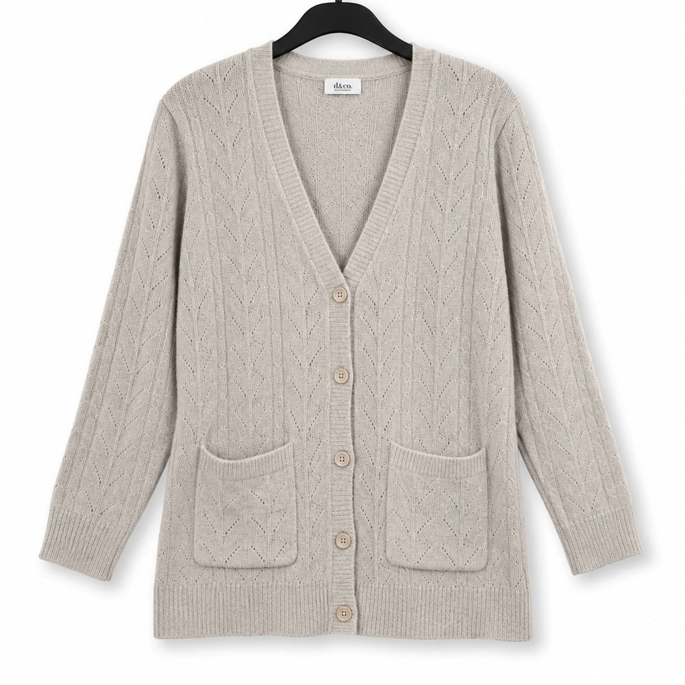 Barefoot Dreams Cardigan Womens Large Whisper Gray Lace Pointelle Cozy A612284